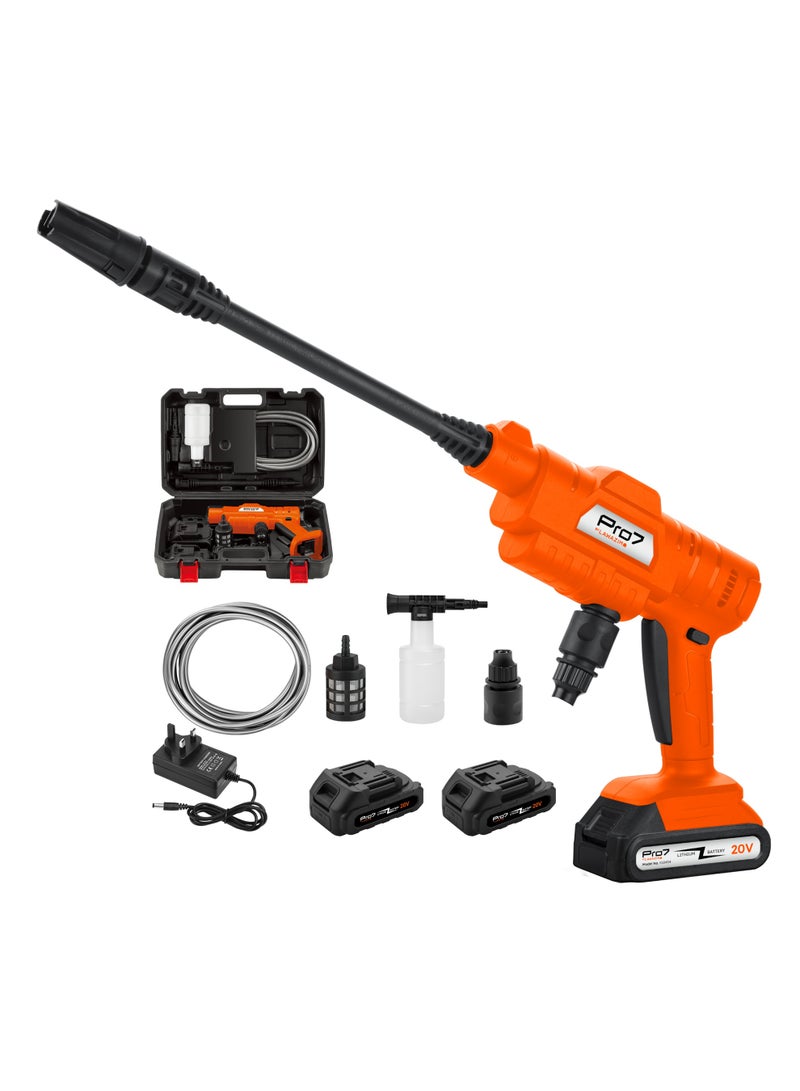 LAWAZIM Pro7 Cordless High Pressure Washer – 20V Portable Power Cleaner with Adjustable Pressure, 2 Batteries, Hose, Soap Bottle, and Filter – Ideal for Car Washing, Outdoor Cleaning, and Garden Maintenance - Image 1